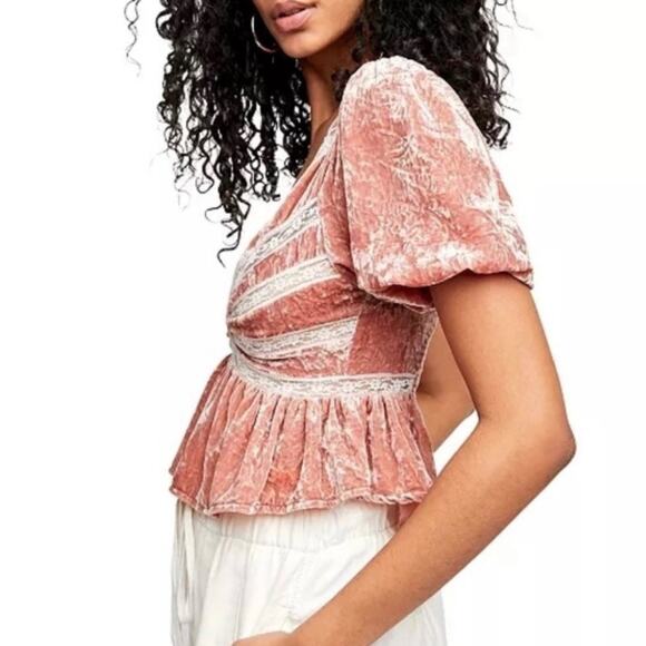 NEW! Free People Truly Yours Crushed Velvet Top Size XS - Picture 3 of 10